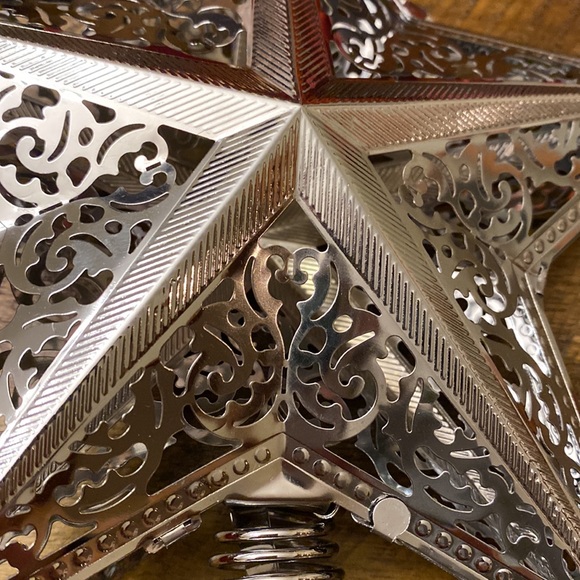 Metal Silver Star Christmas Tree Topper with Box - 8” - Picture 4 of 5